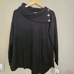 NEW Ruby Rd Black Cowl Neck Shirt w/Tag